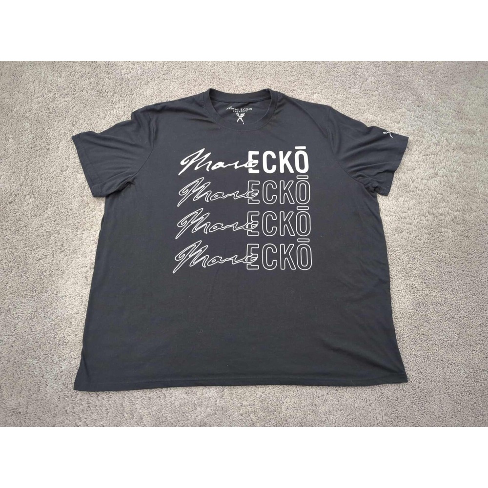 Marc Ecko T Shirt Mens 4X Black Short Sleeve Crewneck Stacked Logo Cut & Sew